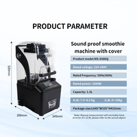 Shexova Industrial 1600W RVS 1,5L Blender met variabele snelheid, geluidsdempend, voor ijs, smoothies, mixen, malen en sap maken, inclusief deksel