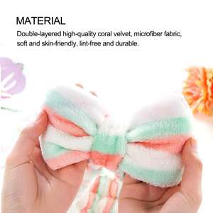 Spa leopardo viso turbante fiocco asciugamano corallo in pile fasce per la testa per il lavaggio dei capelli - Product Image 4