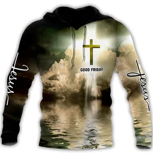 Fitspi gros dieu chrétien jésus hommes sweat à capuche surdimensionné impression 3d Harajuku mode sweat à capuche pull décontracté hauts - Product Image 2