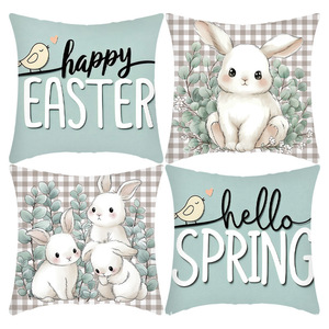 Easter Bunny Print Cushion <b>Cover</b> Square Printed Living Room <b>Sofa</b> Pillow Case Decorative <b>Throw</b> Pillow <b>Cover</b> - Product Image 2