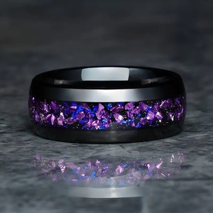 8Mm Đồ Trang Sức Thời Trang Nhẫn Cho Nam Giới Đen Dát Thạch Anh Tím Sang Trọng Nhẫn Cưới Womens Engagement <span class=keywords><strong>Ring</strong></span> Vài Món Quà - Product Image 4