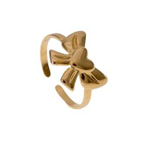 Bagues ouvertes hypoallergéniques en acier inoxydable, étanches, très populaires, style nœud d'amour, plaqué or 18 carats, ne se décolore pas