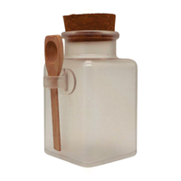 Bouteille de sel pour le visage en plastique de récipient en plastique de vente chaude avec du liège et une cuillère pour le bain de poudre d'huile jaune de corps 100ml 200ml 500ml