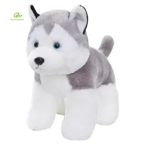 Greenmart Mainan Mewah Husky Duduk Boneka untuk Hadiah Ulang Tahun Anak-anak S Hewan Mewah Kustom