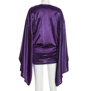 GX25351 moda primavera autunno Boutique di abbigliamento donna Sexy a maniche lunghe oscillanti <span class=keywords><strong>Mini</strong></span> abiti eleganti <span class=keywords><strong>viola</strong></span> unico <span class=keywords><strong>abito</strong></span> da festa - Product Image 4