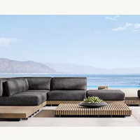 Nouvel arrivage best-seller canapé plat contemporain en bois de teck ratam jardin mobilier d'extérieur ensemble