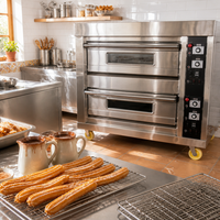 Oven Komersial Rui Tai 4 Tray Double Deck, Kapasitas Besar Bahan Stainless Steel, Kontrol Digital, Untuk Pabrik Roti, Toko Roti, dan Toko Panggang