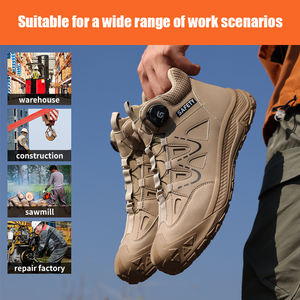 Guyisa Bottes de sécurité à bout en acier anti-écrasement et anti-crevaison confortables en maille de microfibre avec boucle intelligente pour toutes les saisons pour hommes - Product Image 4