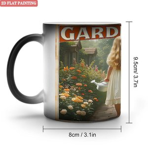 Mug en céramique noir givré de 11 oz, tasse sensible à la chaleur pour sublimation, design jardinage - Product Image 1