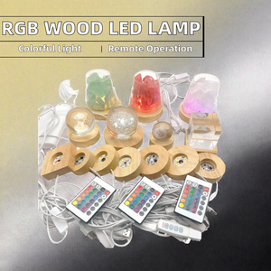 Creative <span class=keywords><strong>LED</strong></span> lampada in legno massello con Base RGB 6cm 8cm 10CM USB sfera di cristallo ornamenti rotondo quadrato Design per camera da letto - Product Image 2