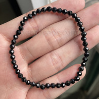 4mm Winziges Rund Facettiertes Perlen-Kristallarmband, Kleines Strapazierfähiges Stretch-Gummiband-Edelsteinarmband