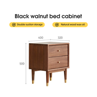 Table de chevet en bois massif noyer noir Table de chevet design moderne de luxe avec tiroirs pour chambre à coucher