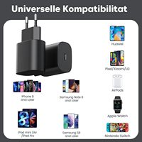 Chargeur mural USB-C de voyage pour smartphone, 25W PD Type-C, charge rapide électrique OTP, prise EU, CE RoHS, noir et blanc, OEM d'usine