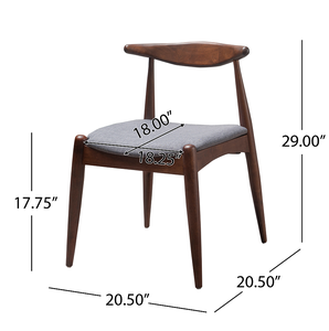 Set of 2 Modern Eco-Friendly <b>Dining</b> <b>Chairs</b> with Ergonomic Backrest & Comfort Cushions Polyester <b>Walnut</b>+Light Gray - Product Image 6