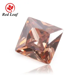 Redleaf gems wholesale Loose Gemstone zircon stone square princess cut brown color cubic zirconia