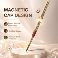 Nouveau Pinceau à Ongles Magnétique 100% Kolinsky 2026, Personnalisable avec Étiquette Privée, Manche Métallique Portable Doré, pour Acrylique # 2/4/6