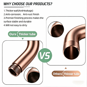 Brazo <span class=keywords><strong>de</strong></span> Ducha <span class=keywords><strong>de</strong></span> 6 Pulgadas <span class=keywords><strong>en</strong></span> Oro Rosa Cepillado, Ecológico, <span class=keywords><strong>de</strong></span> Alta Presión y Ahorro <span class=keywords><strong>de</strong></span> <span class=keywords><strong>Agua</strong></span>, con Salida Única, Montaje Moderno <span class=keywords><strong>en</strong></span> Pared para Cabezal <span class=keywords><strong>de</strong></span> Ducha - Product Image 5