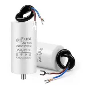 Capacitor de arruela para água, 450v 4uf 5uf 6uf 8uf 10uf 12uf 14uf 16uf 20uf 100uf bomba de ar de partida com parafusos