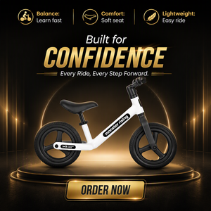 Vélo d'équilibre blanc pour enfants avec jantes sport noires à <span class=keywords><strong>3</strong></span> rayons, siège rembourré réglable et pneus sans entretien pour tout-petits, 12 pouces - Product Image 1