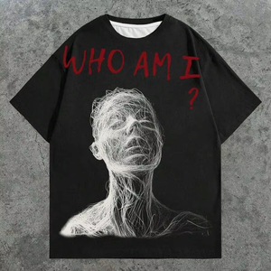 T-shirt à manches courtes pour homme, coupe ample, col rond, imprimé graphique, fabrication directe, personnalisation disponible.F10 - Product Image 1