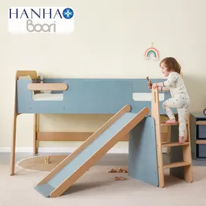 Apenas B2B Boori Modern Wooden Kids Móveis Criança Único Loft Bed Full Queen Size Low Kids Loft Bed Com Escadas