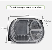 Boîte Alimentaire Jetable en Plastique PP pour Micro-Ondes à 3 Compartiments pour Plats à Emporter