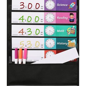 Tabla de Horarios Diarios de Bolsillo, 12.8x35 Pulgadas, 13+1 Bolsillos, Tarjetas Reutilizables, Tablero de Gestión del Tiempo en el Aula - Product Image 3