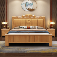 Ensemble de meubles de chambre à coucher de style chinois moderne, lit king-size en bois massif, meubles en bois bon marché, lit queen-size avec rangement
