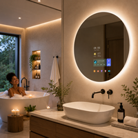 Miroir de salle de bain intelligent Vercon Glory avec écran tactile de 5 pouces pour marques de salles de bain, WiFi, Bluetooth, LED, anti-buée automatique