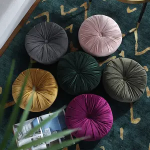 SIPEIEN Solid Color Round Velvet Floor Cushion Pumpkin Pillow floor for Home Decor
