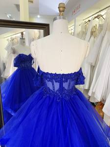 <span class=keywords><strong>Robe</strong></span> de Quinceañera bleu sarcelle à épaules dénudées, style corset, broderie bleue, perles, jupe à volants, coupe trapèze, <span class=keywords><strong>robe</strong></span> de bal, vente en gros - Product Image 4