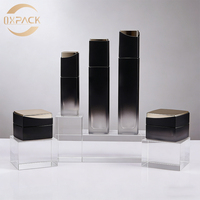 Flacon pompe carré en verre cosmétique transparent givré personnalisable 40ml 100ml 120ml avec pompe noire brillante pour fond de teint, soin de la peau, sérum