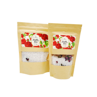 200g Pied Tremper Pur Vegan Minéral Marque Privée Spa Cadeau Sels De Bain avec Fleurs Sel dans Un Sac En Papier