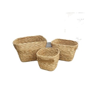Handmade Straw Woven Storage <b>Basket</b> Rectangle Brown For Living Room Desktop Coffee <b>Table</b> Japanese Style - Product Image 2
