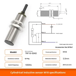 Akusense TRF18-05NO NPN Cảm Biến Khoảng Cách Cảm Ứng IP67 10-30V 5-12Mm Khoảng Cách Cảm Biến Flush Gắn 300Hz Tần Số Đáp Ứng - Product Image 6
