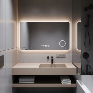 <span class=keywords><strong>Specchio</strong></span> da <span class=keywords><strong>Bagno</strong></span> a LED Moderno Personalizzato con Schermo Touch Impermeabile, Montaggio a Parete, Display di Temperatura e Ora - Product Image 2