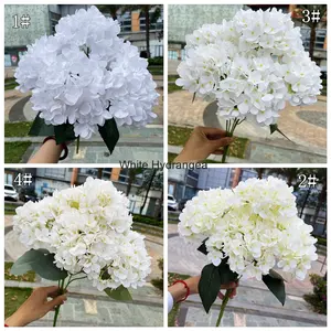 Venta al por mayor de rosas hortensias artificiales blancas, peonías, pagoda de hortensias individuales, decoraciones de boda, flores falsas de Graduación - Product Image 4