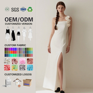 Abito da festa mini a trapezio da donna in poliestere 100% tinta unita con spalline sottili, sexy ed elegante, perfetto per l'estate - Product Image 1