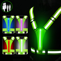 Harnais Réfléchissant Réglable Écologique pour Chien avec Lumières LED Avant/Arrière, Rechargeable par USB, Pochette de Rangement Étanche