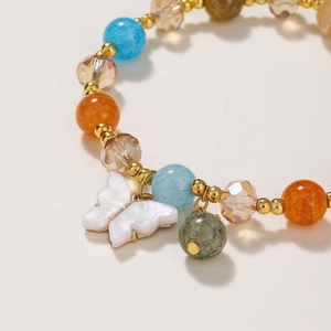 Bracelet en acier inoxydable avec perles de jade et de cristal en forme de papillon pour femmes, style chinois vintage, cadeau de fête - Product Image 3