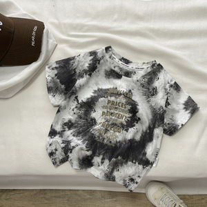 Camiseta de Verano de Manga Corta para Niños, Estilo Tie-Dye, Algodón, para Niños y Niñas, Versión Coreana, Estilo Extranjero - Product Image 2
