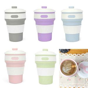 Collapsible Silicone Travel Mug with Lid Reusable Cup Solid Color Sports Design Leak-Proof Large Capacity for on Go Unisex Use - Product Image 6