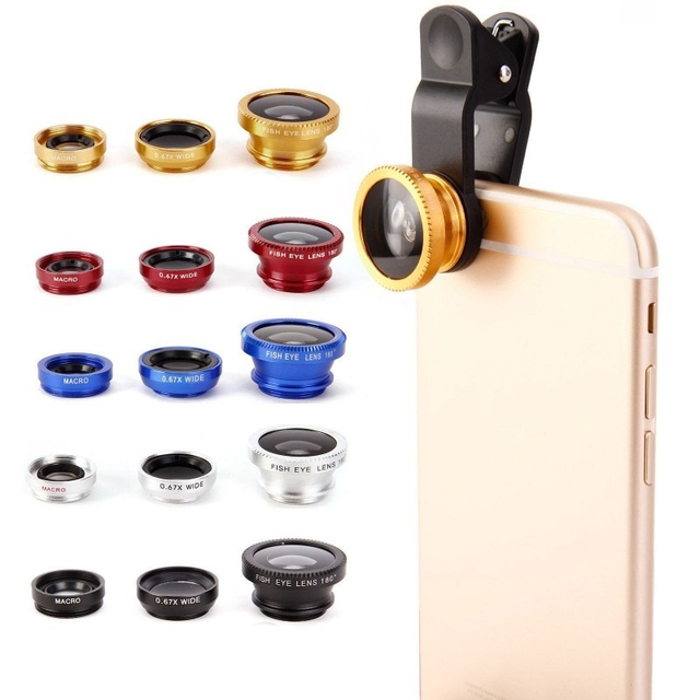 Factory Wholesale 3 in 1 0.67x Wide Angle 10x Macro 180 Degree Fisheye Mobile Phone Camera Lens for Mobile Phone