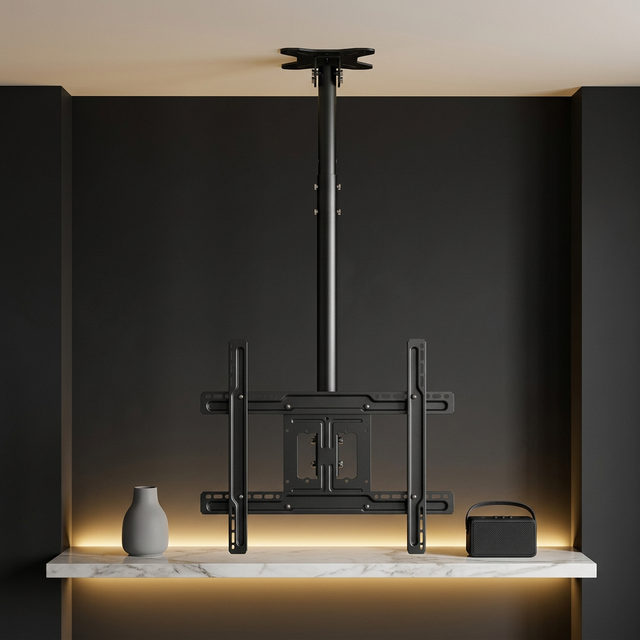 PF-T560 Motorized Ceiling TV Stand 32''-75'' Monitor Suit With Adjustable Hanging Bracket and Ceiling TV Lift Stand