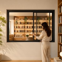 Ventana Corredera de Aleación de Grado Industrial, Económica, de Fácil Instalación, Ligera, para Ventilación de Espacios, con Apertura Sencilla