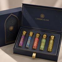 Flacon de parfum octogonal haut de gamme de 6 ml avec applicateur à bille doré pour bâtonnet, flacon en verre fin rechargeable pour huile Attar, bouchon à vis offert