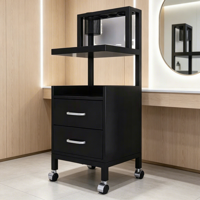 High End Professional Removable Barber Tool Trolley with Wooden Drawer Salon Furniture for Salon Hotel Barber Use