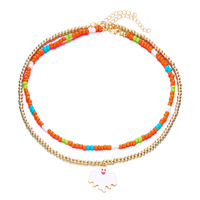 Ensemble de colliers fantaisie Halloween, chat fantôme, style bohème, dessin animé, pendentif créatif et amusant, collier ras du cou, bijoux pour femmes, accessoires de fête 2025