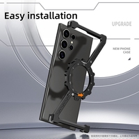 Carcasa protectora de aluminio sin marco de alta calidad, cubierta de soporte giratorio magnético inalámbrico para teléfono móvil Samsung S24 Ultra