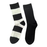 Chaussettes pour femmes à rayures noires et blanches, viscose, PBT, nylon, élasthanne, respirantes, usage quotidien, couleur contrastée, décontractées